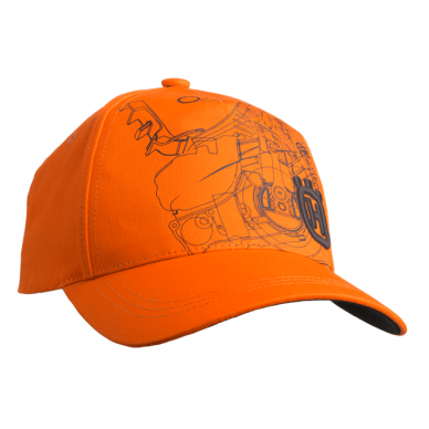 Husqvarna oranžinės spalvos "Xplorer" kepurė su pjūklo atvaizdu